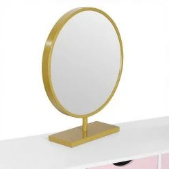 EUGAD Schminktisch (1-St), Schminktisch Frisiertisch Kommode mit Spiegel modern Kosmetiktisch mit 3 Schubladen Weiß-Rosa-Golden -TischStuhl Verkäufe 9c6ad117 b452 4411 96b1 2ec7579b740f