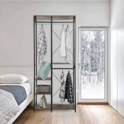 EUGAD Kleiderständer, Garderobenständer mit 7 Ablagen Schwarz-Vintage Schwarz-Hell Eiche -TischStuhl Verkäufe 9da0654b 9ee1 5d5b 9b52 f7cbc93dc352