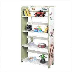 EUGAD Bücherregal, 1-tlg., Kinderregal, Bücher-Organizer mit 4 Ablagen, Zoomotive im Kinderzimmer aus MDF, Grün
