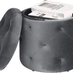 EUGAD Sitzhocker, Sitztruhe mit Stauraum, Sitz rund mit Deckel, Samt, ca.27L, Rosa Dunkelgrau, Hellgrau -TischStuhl Verkäufe 9e439a75 bd39 5b2f 9dd5 3aa604340a2e