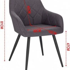 EUGAD Esszimmerstuhl, Polsterstuhl Leinen,mit Armlehnen Metallbeinen Dunkelgrau, Hellgrau -TischStuhl Verkäufe 9fa32c8c c107 508f a9e3 09489d550433