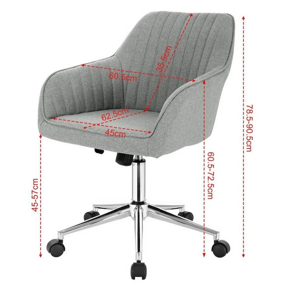 EUGAD Schreibtischstuhl, Bürostuhl Bürohocker Rollhocker aus Leinen Hellgrau Duneklgrau 3 EUGAD Schreibtischstuhl, Bürostuhl Bürohocker Rollhocker aus Leinen Hellgrau Duneklgrau – Bild 3