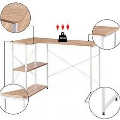 EUGAD Schreibtisch, PC-Tisch Bürotisch Arbeitstisch mit Bücherregal Holz 120x74x71,5 cm Hell Eiche Holz Vintage, Wei&szlig;+Hell Eiche -TischStuhl Verkäufe a23c0f41 9746 53c1 9194 1ddca8ad21fc