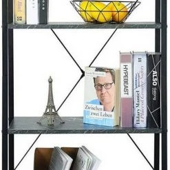 EUGAD Bücherregal, Standregal Bücherregal Metallregal Leiterregal Stufenregal Multifunktionale Regal Industrie Design MDF Metall Schwarz+schwarzer Marmor Golden+Weißer Marmor, Vintage -TischStuhl Verkäufe a3042bae f6ef 5f49 807f e0f5c03b33ad