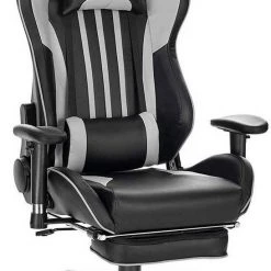 EUGAD Gaming-Stuhl (1 Stück), Racing Stuhl mit Fußstütze Racing Stuhl Drehstuhl Bürostuhl Schreibtischstuhl PC Stuhl mit Wippfunktion Höhenverstellbar Kunstleder Rot Grau, Weiß -TischStuhl Verkäufe a3797e49 3533 5903 8150 7b961a5c711e