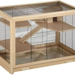 EUGAD Kleintierkäfig, Hamsterkäfig Holz Groß Mäusekäfig Nagerkäfig Nagervilla Dreistöckig 62x50x86cm