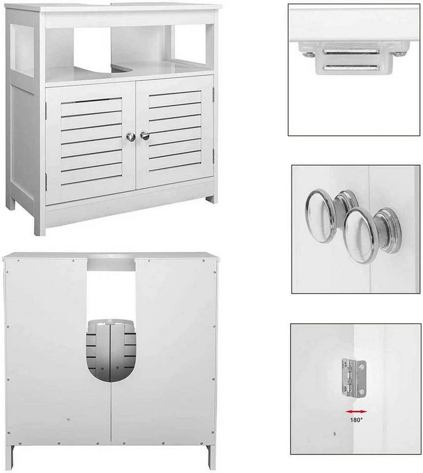 EUGAD Waschbeckenunterschrank Badezimmerschrank Unterschrank Waschtisch Badschrank mit 2 Türen mit Ablage 60x30x60 cm Weiß 6 EUGAD Waschbeckenunterschrank Badezimmerschrank Unterschrank Waschtisch Badschrank mit 2 Türen mit Ablage 60x30x60 cm Weiß – Bild 6
