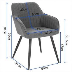 EUGAD Esszimmerstuhl (1 Stück), Küchenstuhl Wohnzimmerstuhl Sitzfläche aus Leinen Polsterstuhl mit Armlehne Metallbeine für Esszimmer Wohnzimmer Küche,Dunkelgrau Hellgrau -TischStuhl Verkäufe a540e62c e09a 507f 9a63 f577e4425ebd