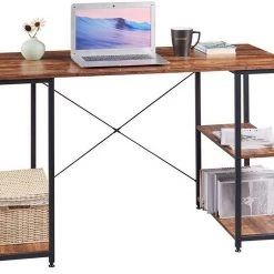 EUGAD Schreibtisch, Bürotisch PC-Tisch mit Ablage aus Metall und Holz, 120x60x75cm, Vintage -TischStuhl Verkäufe a625e0c9 f5e4 5ab0 ad5f cf053049ae62