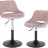 EUGAD Barhocker (2 St), Barstuhl Barsessel Sessel Loungesessel höhenverstellbar Clubsessel Cocktailsessel Drehsessel Samt Sitzhöhe 40–55 cm Rosa Dunkelgrau, Schwarz