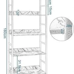EUGAD Bücherregal, 1-tlg., Standregal, Küchenregal, 5 offenen Regalebenen, MDF, Metall, Schwarz Marmor Golden-Wei&szlig;er Marmor, Vintage -TischStuhl Verkäufe a829f331 e21d 58f0 bbe2 b2a9f28f3853