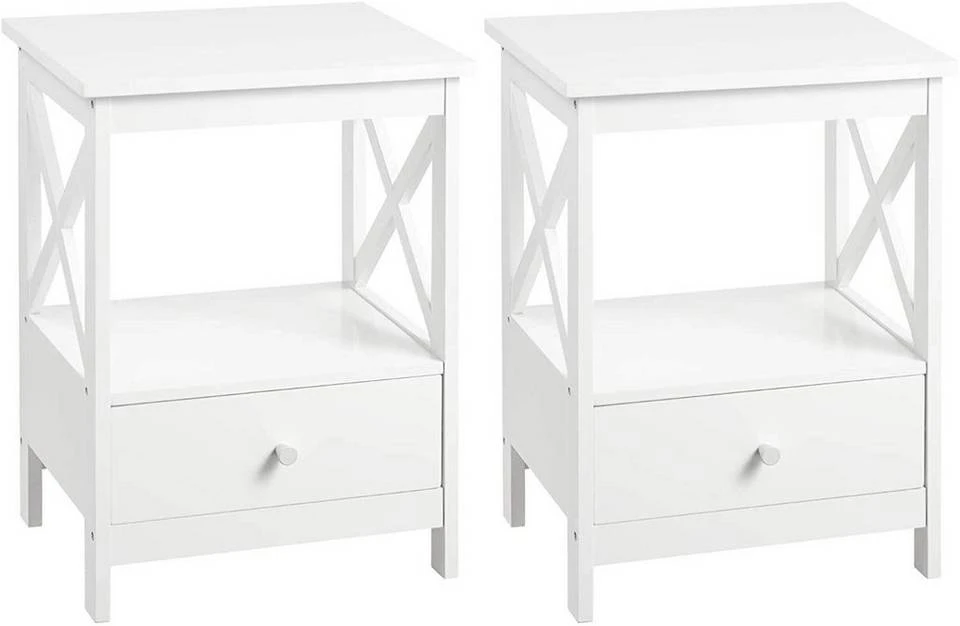 EUGAD Nachttisch, 2er-Set Beistelltisch Nachtschrank Nachtkommode Sofatisch aus MDF mit Schublade und Ablage für Schlafzimmer oder Wohnzimmer Weiß 1 EUGAD Nachttisch, 2er-Set Beistelltisch Nachtschrank Nachtkommode Sofatisch aus MDF mit Schublade und Ablage für Schlafzimmer oder Wohnzimmer Weiß