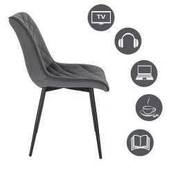 EUGAD Esszimmerstuhl (2 Stück), Küchenstuhl, Polsterstuhl Stuhl,Wohnzimmerstuhl ohne Armlehne, Metallbeine, Samt, Hellgrau Dunkelgrau, Schwarz -TischStuhl Verkäufe a8ddd54d 156a 4d37 b6e1 7dc3aba07a64