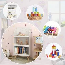 EUGAD Bücherregal, Kinderregal im Kinderzimmer, Spielzeugregal mit 3 Regalen, solides Aufbewahrungsregal in Katzenform aus MDF und Kiefernholz, 60x29x121,5 cm, Weiß -TischStuhl Verkäufe a9a68ad6 8f6d 590c 8281 a675eb171a2c