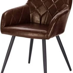 EUGAD Esszimmerstuhl, aus Kunstleder mit Armlehnen und Rückenlehne Gestell aus Metall Schwarz Braun, Dunkelbraun, Dunkelgrau -TischStuhl Verkäufe aa98d3db b9ba 5b46 bb47 2675d4a03368