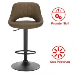 EUGAD Barhocker (2 St), 2er-Set 360° drehbar stufenlos höhenverstellbar mit Rückenlehne aus Kunstleder und Stahl Dunkelbraun Anthrazit, Grau -TischStuhl Verkäufe ab94cf57 32b6 54f1 a4d8 8d5dc7ddbd9e