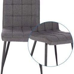 EUGAD Esszimmerstuhl (2 Stück), Küchenstuhl Polsterstuhl, mit Rückenlehne, Metallbeine, Sitzfläche aus Leinen, Dunkelgrau Dunkelgrau | Dunkelgrau, Hellgrau | Hellgrau -TischStuhl Verkäufe ac3f9cf8 edfc 4c96 870b 12bdeedc785f