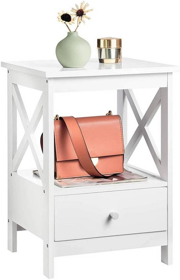 EUGAD Nachttisch, 2er-Set Beistelltisch Nachtschrank Nachtkommode Sofatisch aus MDF mit Schublade und Ablage für Schlafzimmer oder Wohnzimmer Weiß 4 EUGAD Nachttisch, 2er-Set Beistelltisch Nachtschrank Nachtkommode Sofatisch aus MDF mit Schublade und Ablage für Schlafzimmer oder Wohnzimmer Weiß – Bild 4