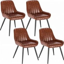 EUGAD Esszimmerstuhl, 4 Stücke Retro Küchenstuhl Sitzfläche aus PU mit Metallbeine Schwarz Braun, Dunkelbraun, Dunkelgrün, Grau -TischStuhl Verkäufe b18f5776 6b37 50dc a433 26bc4806df42