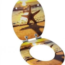 EUGAD WC-Sitz (1-St), Toilettensitz, WC Sitz mit Absenkautomatik, MDF, Holz, Softclose Scharnier Gr&uuml;ne Bl&auml;tter, Holzfarbe, Lilie, Seestern, Seestern Am Strand, Seestern Sonnenuntergang, Stone, &lrm;Lila Blume und Stones -TischStuhl Verkäufe b22893d6 845e 4faa a72a 40aa994e6f57