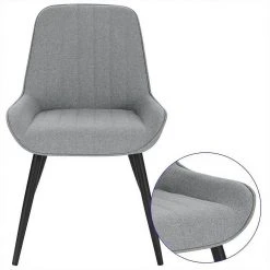 EUGAD Polsterstuhl (2 Stück), Esszimmerstühle aus Leinen mit stabilen Metallbeinen, mit Rückenlehne und gepolsterter Sitzfläche Dunkelgrau, Hellgrau -TischStuhl Verkäufe b4406bd5 f502 524c b705 03e2d873abfd