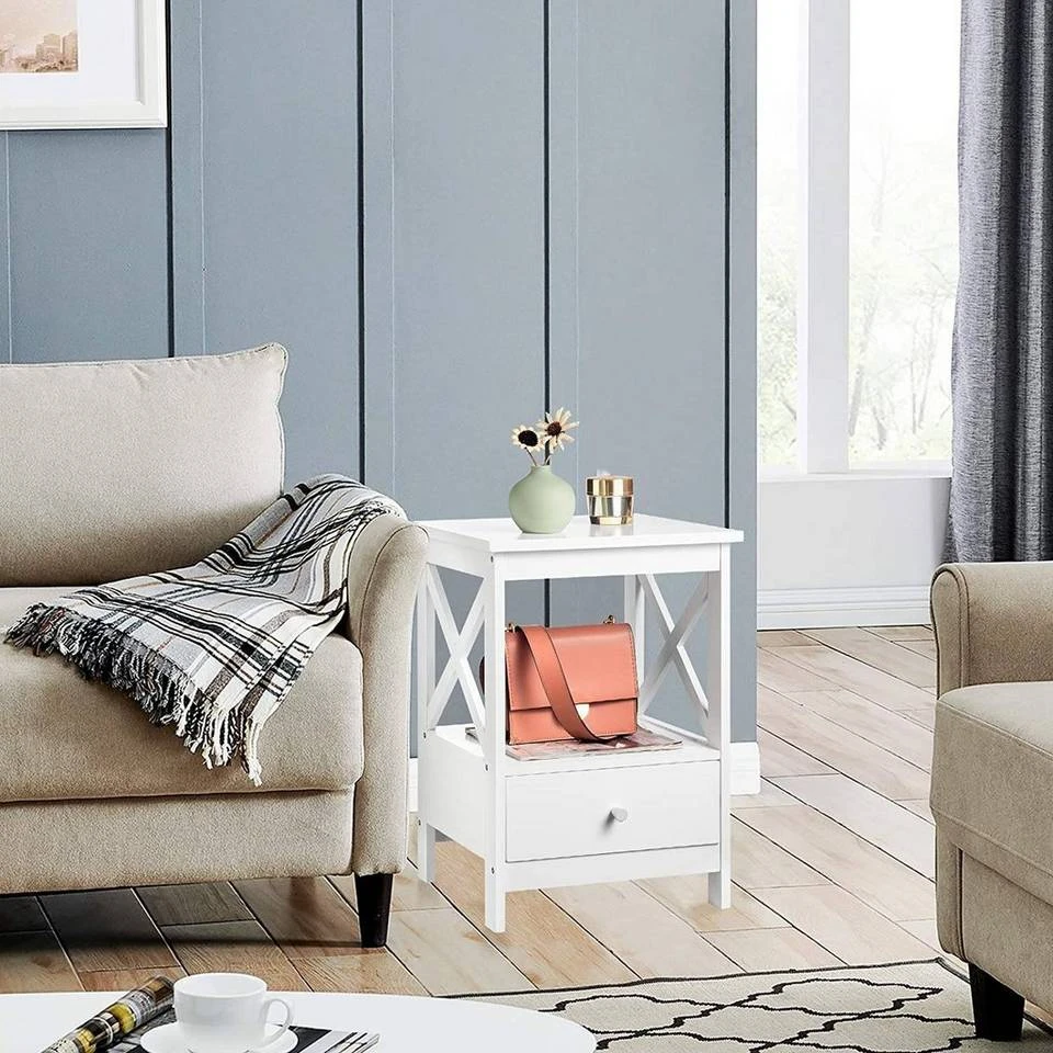 EUGAD Nachttisch, 2er-Set Beistelltisch Nachtschrank Nachtkommode Sofatisch aus MDF mit Schublade und Ablage für Schlafzimmer oder Wohnzimmer Weiß 9 EUGAD Nachttisch, 2er-Set Beistelltisch Nachtschrank Nachtkommode Sofatisch aus MDF mit Schublade und Ablage für Schlafzimmer oder Wohnzimmer Weiß – Bild 9