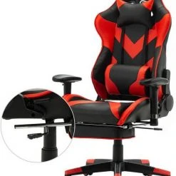 EUGAD Gaming Chair, Bürostuhl, Gaming Stuhl, Kunstleder, mit einstellbaren Armlehnen Rot Blau, Schwarz, Wei&szlig; -TischStuhl Verkäufe b96451a2 f40c 541f b882 9c456a29b4d7