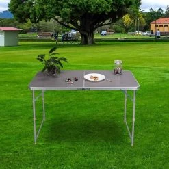 EUGAD Campingtisch, zusammenklappbar Pickniktisch, höhenverstellbar 120x60x55-62-70cm, Tischplatte aus MDF, Grau Eiche, Schwarz, Wei&szlig; -TischStuhl Verkäufe ba0cd978 b7aa 5bfd 8b1d 1ad4db66ca05