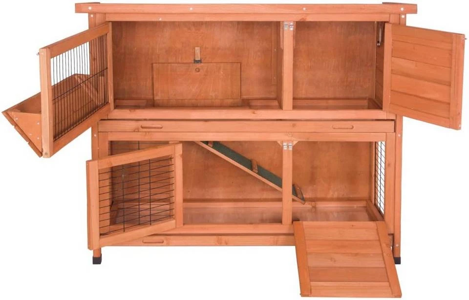 EUGAD Tierhaus, Hasenstall Kaninchenstall Hasenkäfig Kleintierstall Meerschweinchen Massivholz Hellrot 120 x 50 x 100,5 cm Grau-Weiß, Hellbraun 3 EUGAD Tierhaus, Hasenstall Kaninchenstall Hasenkäfig Kleintierstall Meerschweinchen Massivholz Hellrot 120 x 50 x 100,5 cm Grau-Weiß, Hellbraun – Bild 3