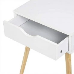 EUGAD Nachttisch, Beistelltisch mit Schublade Nachtkommode, Holzbeine MDF, Grau Wei&szlig; -TischStuhl Verkäufe bb653716 cefc 5c7c b6f6 360a15d5ac6c