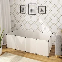 EUGAD Freigehege, Freigehege für Kaninchen Hasen Meerschweinchen Welpenauslauf DIY, 12 Platten 145 x 75 x 46 cm Grau, Schwarz, Transparent, Weiß -TischStuhl Verkäufe bb6a713c d35f 475f a6cc 1abd002e35ec