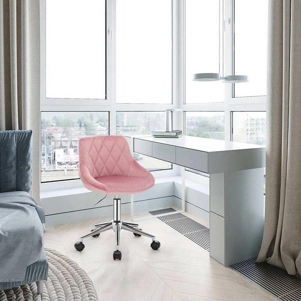 EUGAD Schreibtischstuhl (1 Stück), Bürohocker Rollhocker mit Rollen, Samt, höhenverstellbar, Rosa Dunkellgrau, Hellgrau 1 EUGAD Schreibtischstuhl (1 Stück), Bürohocker Rollhocker mit Rollen, Samt, höhenverstellbar, Rosa Dunkellgrau, Hellgrau