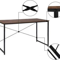 EUGAD Schreibtisch, mit Bücherregal 120x60x70 cm Schwarz Marmor Holz Vintage -TischStuhl Verkäufe bbcc9a15 3112 5697 9fe8 d0c8244f9b59