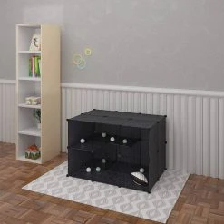 EUGAD Freigehege, mit Bodenplatten Kaninchen Hasen Meerschweinchen Welpenauslauf Laufgitter mit Tür&Treppe Doppelstöckig DIY Schwarz 38 Platten (35x35cm/Platte) 145x75x75 cm -TischStuhl Verkäufe bbcd1894 7b24 5466 b940 101dc5ab1bdf