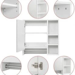 EUGAD Spiegelschrank Hängeschrank mit 6 Ablagen mit Tür 60x20x60cm Weiß -TischStuhl Verkäufe bc3a58a4 1097 533a a5ab 56dd145563b7