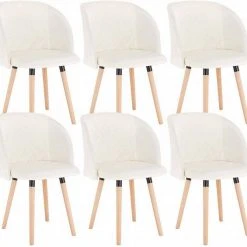 EUGAD Esszimmerstuhl, 6er-Set Esszimmerstuhl Küchenstuhl Samt Massivholz Cremeweiß Cremeweiß, Rosa