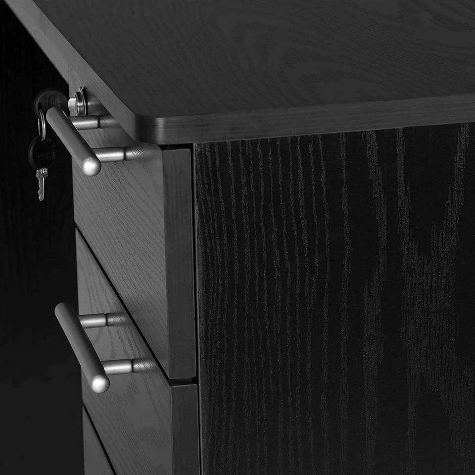 EUGAD Schreibtisch, Computertisch Bürotisch mit 3 Schubladen und Schloss Holz Schwarz 6 EUGAD Schreibtisch, Computertisch Bürotisch mit 3 Schubladen und Schloss Holz Schwarz – Bild 6