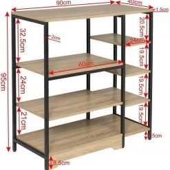 EUGAD Küchenregal, Küchenregal Mikrowellenhalter Bäckerregal Standregal Multifunktionales Regal MDF Metall 90x40x95cm, Hell Eiche -TischStuhl Verkäufe bd16986a 29f3 596c a00b 89cae6147175