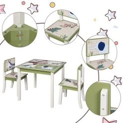 EUGAD Kindersitzgruppe, (3-tlg), Kinder Tischset mit Kantenschutz im Kinderzimmer Kindermöbel aus MDF und Kiefernholz Zoomotive(1 Tisch und 2 Stühle, 3-tlg) -TischStuhl Verkäufe bdc9b3ab a013 4ccd 8837 0109a908fc3d
