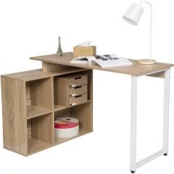 EUGAD Schreibtisch, mit Ablagen Holz 116x75x80cm Dunkelbuche Helleiche, Wei&szlig; -TischStuhl Verkäufe be285416 2f10 5967 99b7 92e3f74c5e75