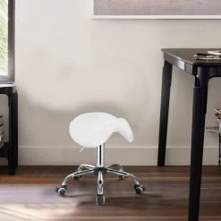 EUGAD Drehstuhl (1 Stück), Sattelhocker gepolstert höhenverstellbar aus Kunstleder Grau Schwarz, Wei&szlig; -TischStuhl Verkäufe be7fe467 3510 5e3d aa15 c538163aa276