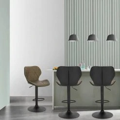 EUGAD Barhocker (2 St), 2er-Set höhenverstellbar und drenbar mit Rückenlehne aus Kunstleder Stahl Grau Anthrazit, Braun, Dunkelbraun -TischStuhl Verkäufe bffaafd6 90c0 541a 8e72 fca47a270798