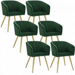 EUGAD Esszimmerstuhl, 6er-Set Esszimmerstuhl Polsterstuhl aus Samt Rosa