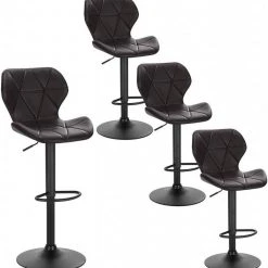 EUGAD Barhocker, 4er-Set mit Rückenlehne aus Kunstleder Metall Braun Anthrazit, Dunkelbraun, Grau -TischStuhl Verkäufe c43c72c4 a441 5c28 b2ca f3e34013a3ee