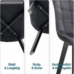 EUGAD Esszimmerstuhl (1 Stück), Wohnzimmerstuhl mit Rückenlehne, Polsterstuhl Küchenstuhl Weich Samt und Holz für ESS- und Wohnzimmer Dunkelgrau Dunkelgr&uuml;n, Rosa, Schwarz -TischStuhl Verkäufe c61a0cf8 31fd 5a11 be49 68d455e71642