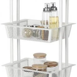 EUGAD Beistellwagen »0030CC«, Rollwagen Küchewagen 3 Gitterkörbe, Rolle mit Bremse 40x76x30 cm Weiß -TischStuhl Verkäufe c75911ae 52a6 511e b292 3c1686354abf