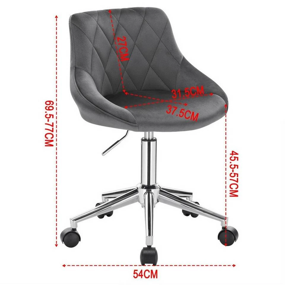 EUGAD Schreibtischstuhl (1 Stück), Bürohocker Rollhocker mit Rollen, Samt, höhenverstellbar, Rosa Dunkellgrau, Hellgrau 17 EUGAD Schreibtischstuhl (1 Stück), Bürohocker Rollhocker mit Rollen, Samt, höhenverstellbar, Rosa Dunkellgrau, Hellgrau – Bild 17