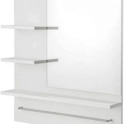 EUGAD Spiegelschrank Hängeschrank mit 3 Ablagen Weiß