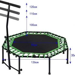 EUGAD Fitnesstrampolin, Fitness Trampolin Indoor Faltbar Ø 126cm mit höhenverstellbarem Haltegriff, leise Gummiseilfederung, belastbar bis 120 kg Gr&uuml;n, Schwarz -TischStuhl Verkäufe c9438108 5ffc 490c 95a6 abd27f9ec823