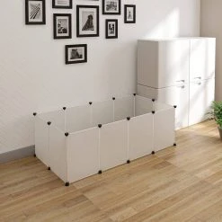 EUGAD Freigehege, Freigehege für Kaninchen Hasen Meerschweinchen Welpenauslauf DIY, 12 Platten 145 x 75 x 46 cm Grau, Schwarz, Transparent, Weiß -TischStuhl Verkäufe c99a3287 11e4 418a a282 ba46dce5f1b2